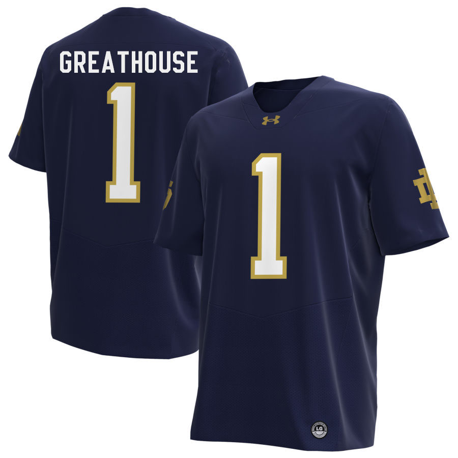 Jaden Greathouse Notre Dame Jerseys, UND Fighting Irish College Football Apparels Stitched-Navy